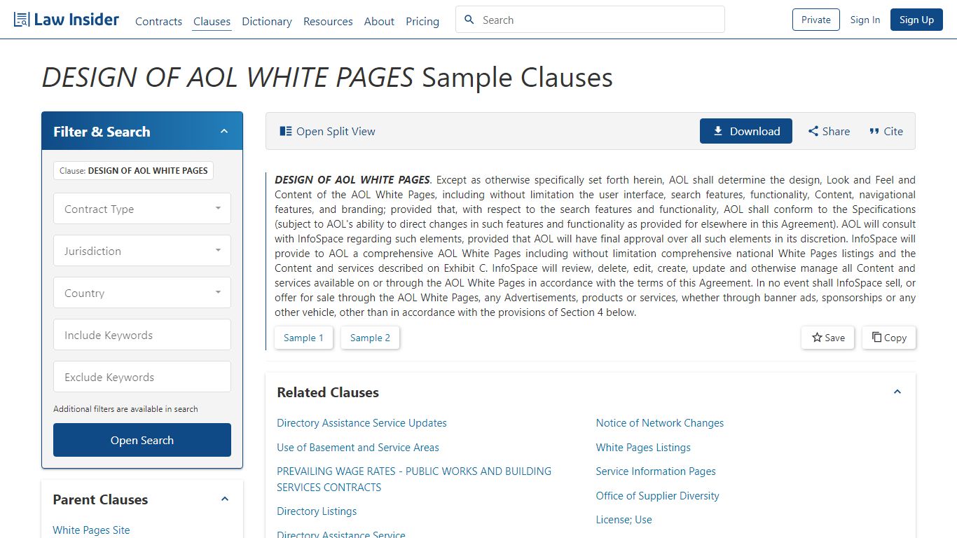 DESIGN OF AOL WHITE PAGES Sample Clauses | Law Insider